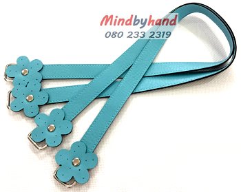 สายกระเป๋าหนัง สายแบนปลายดอกไม้