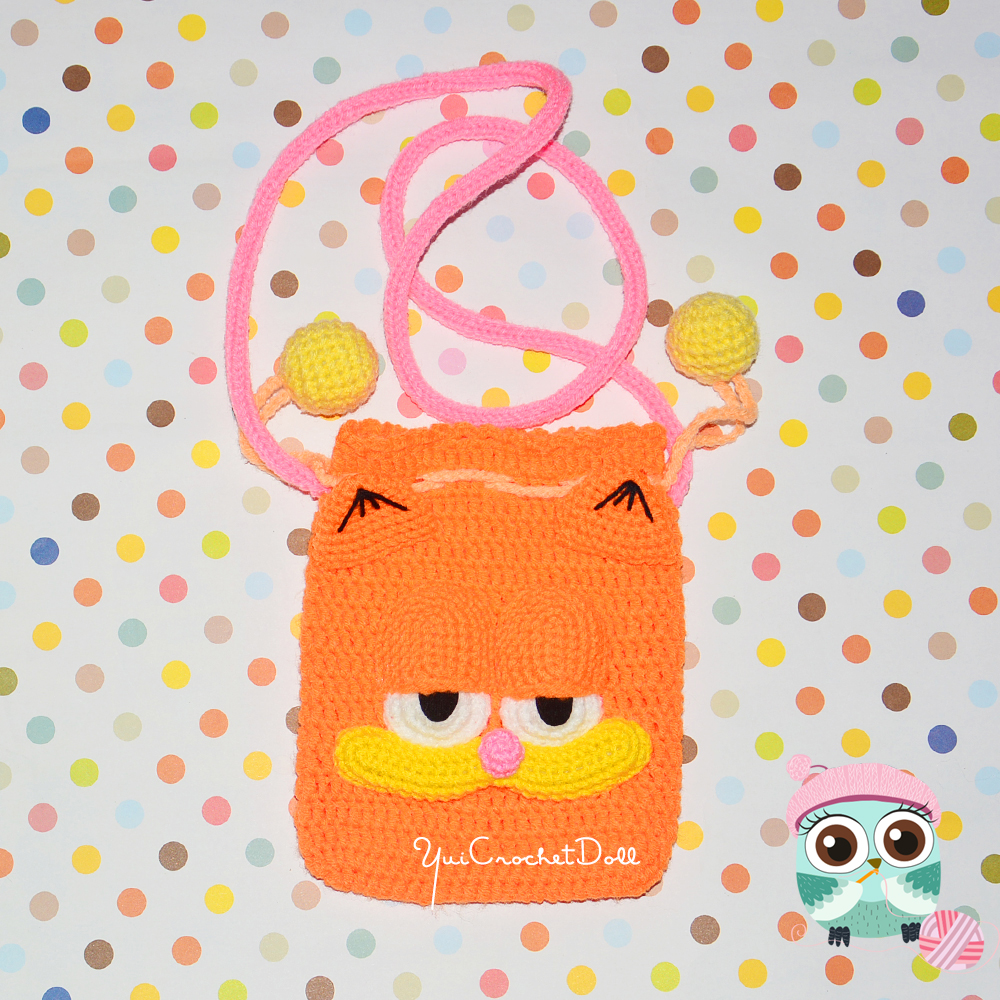กระเป๋าหูรูดไหมพรม การ์ฟิลด์ Garfield Drawstring Crochet Bag