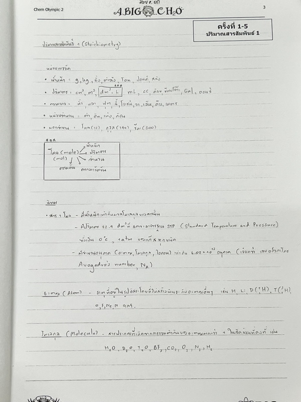 ►หนังสือเคมีโอลิมปิก◄ อ.บิ๊ก เคมีโอลิมปิก Chem Olympic เล่ม 2 มีจดเนื้อหาที่เข้าเรียนในคอร์สบางหน้า จดละเอียดมาก เนื้อหายากลึกถึงสอบแข่งขันโอลิมปิก เหมาะสำหรับเด็กนักเรียนที่มีพื้นฐานดี แบบฝึกหัดมีทำไปแล้วบางข้อ ด้านหลังมีเฉลยของอาจารย์ครบทุกข้อ หนังสือเล