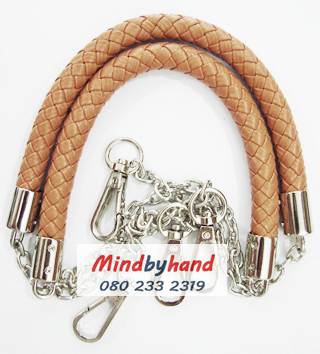 สายกระเป๋า สายเปียต่อโซ่ก้ามปู สีเงิน