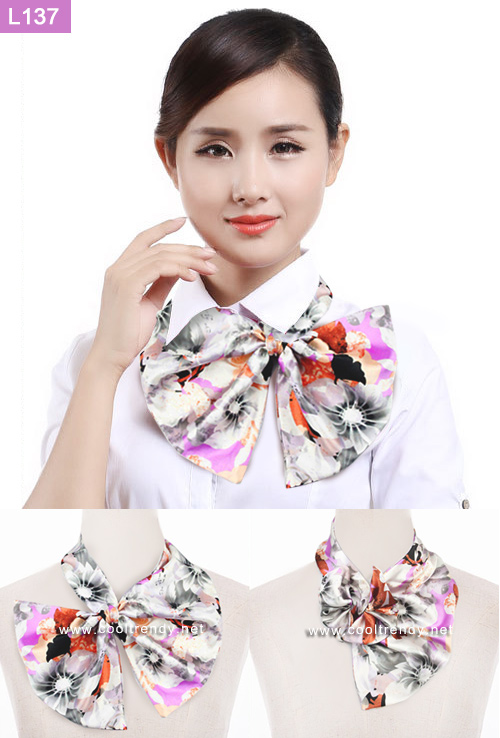 ผ้าพันคอสำเร็จรูป ผ้ายูนิฟอร์ม uniform ผ้าไหมซาติน : L137