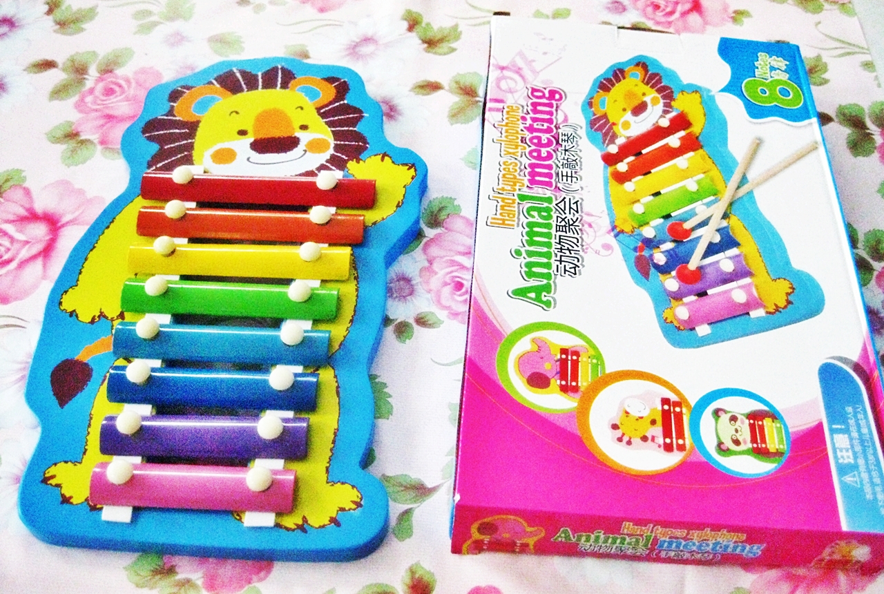 Xylophoneไม้ ชุดสวนสัตว์ ลายสิงโตฟ้า