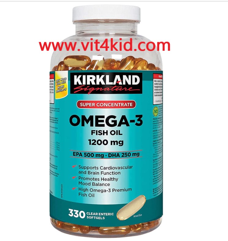 kirkland super concentrate omega-3 fish oil 1200mg 330เม็ด ฟิชออยเข้มข้น ได้โอเมก้า2.5เท่า มากถึง750mg (exp.July2028)