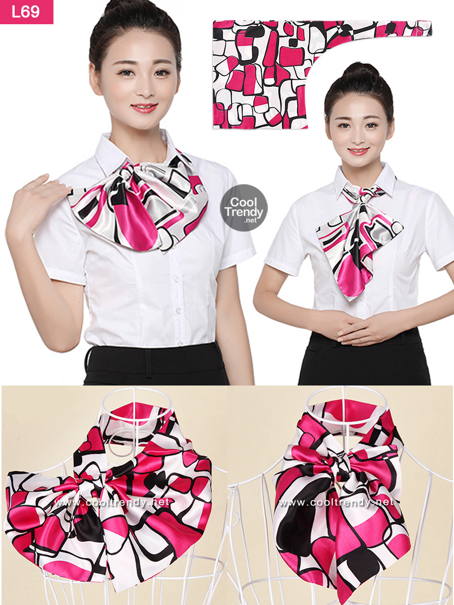 ผ้าพันคอสำเร็จรูป ผ้ายูนิฟอร์ม uniform ผ้าไหมซาติน : L69