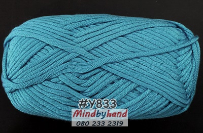 ไหมพรม คอตตอลมายด์เส้นใหญ่ รหัสสี Y833 สีฟ้าเทอคอยส์