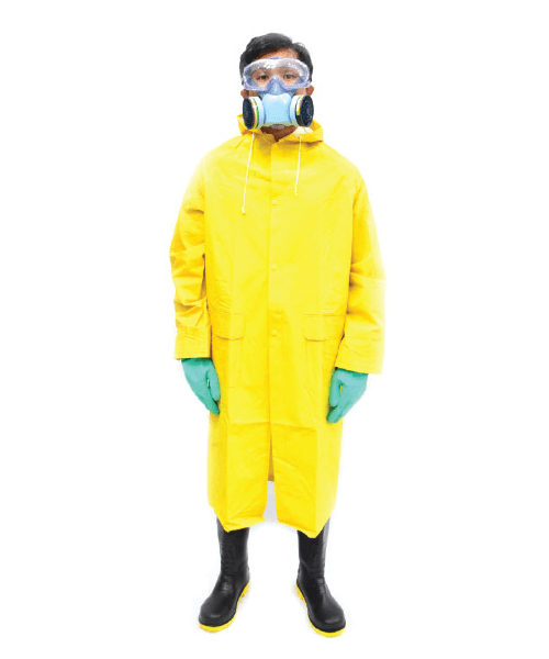 ชุด PVC กันสารเคมี แบบ Over Coat คลุมแบบยาว Worksafe