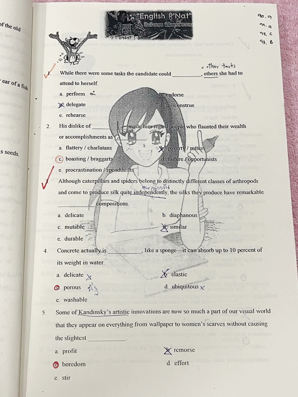 ►ครูพี่แน้ต◄ หนังสือกวดวิชาภาษาอังกฤษครู P’NAT ติวอังกฤษพิชิตทุกข้อสอบ (ปกชมพูแดง) ในหนังสือเป็นตะลุยโจทย์ทั้งเล่ม จดครบเกือบทั้งเล่ม จดละเอียด มีโจทย์เข้มข้นหลากหลายแนวที่น่าสนใจ