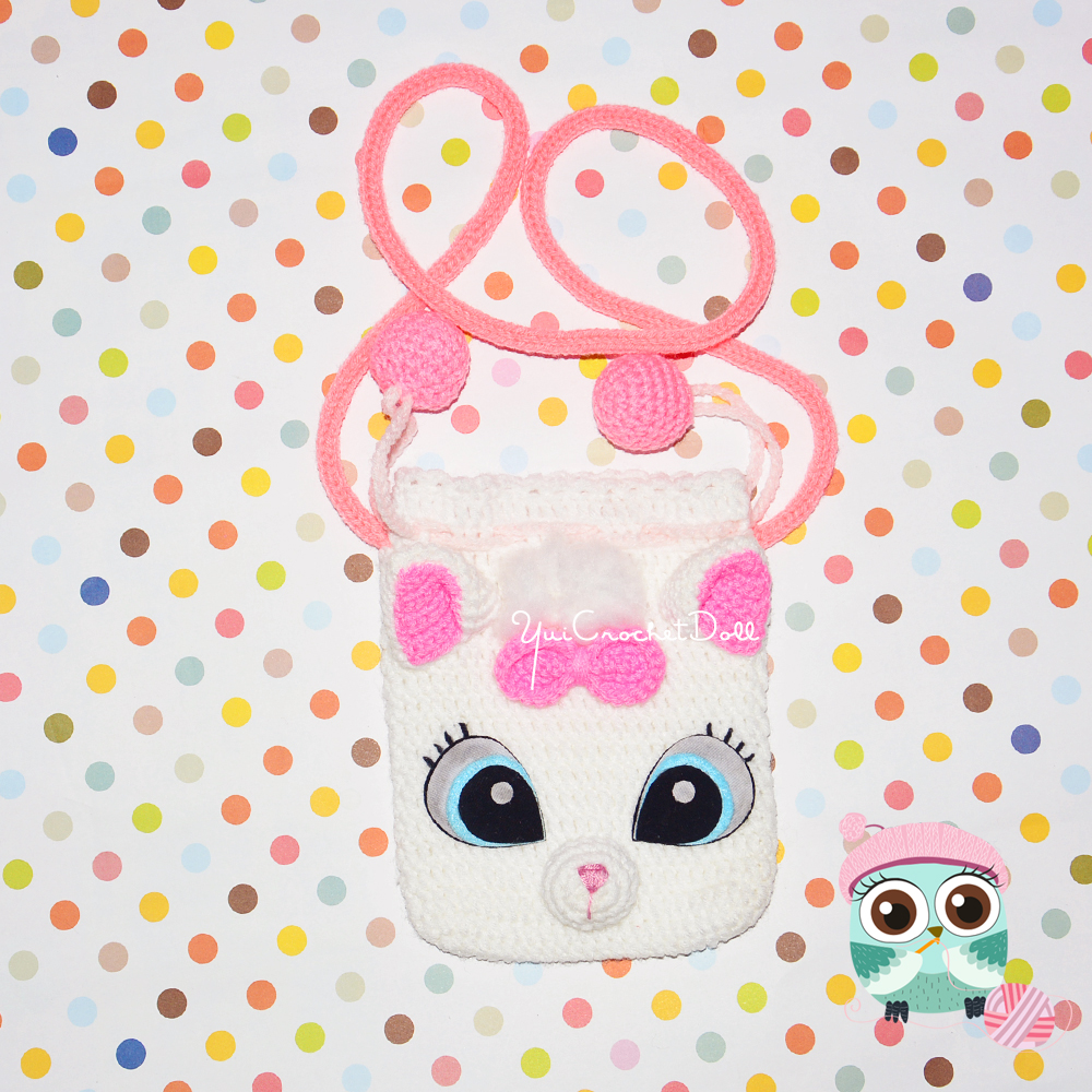 กระเป๋าหูรูดไหมพรม พิกเลต Piglet Drawstring Crochet Bag