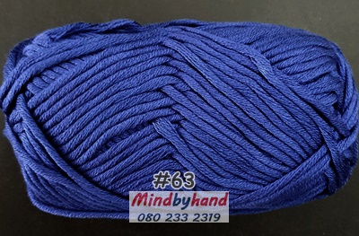 ไหมพรม คอตตอลมายด์เส้นใหญ่ รหัสสี 63 สีน้ำเเงิน