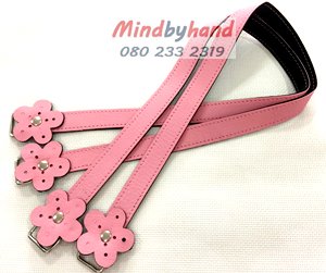 สายกระเป๋าหนัง สายแบนปลายดอกไม้