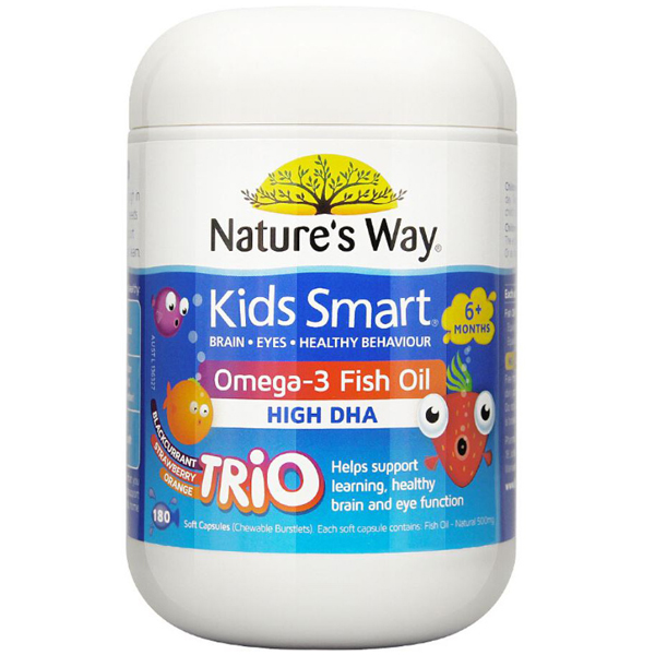 พร้อมส่ง น้ำมันปลาเด็ก Nature’s Way Kids Smart Omega 3 Fish Oil Trio 180 เม็ด เด็ก 6เดือนขึ้นไป