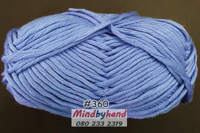 ไหมพรม คอตตอลมายด์เส้นใหญ่ รหัสสี Y360 สีฟ้าคราม