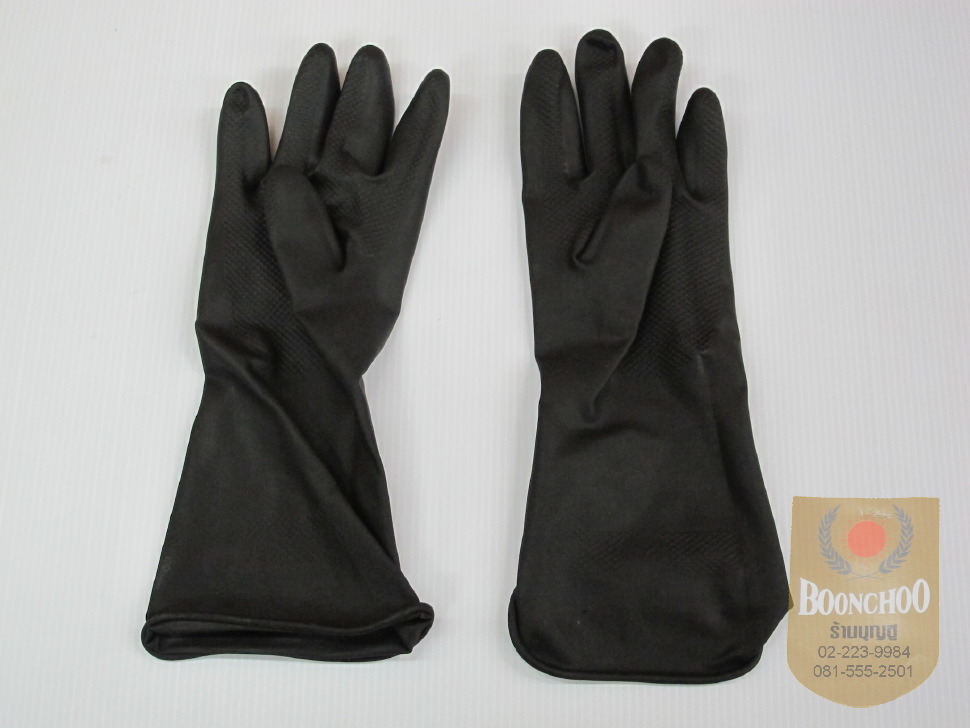 ถุงมือยางสีดำ