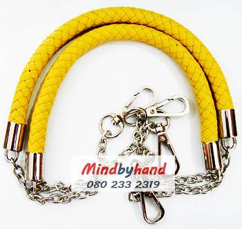 สายกระเป๋า สายเปียต่อโซ่ก้ามปู สีเงิน