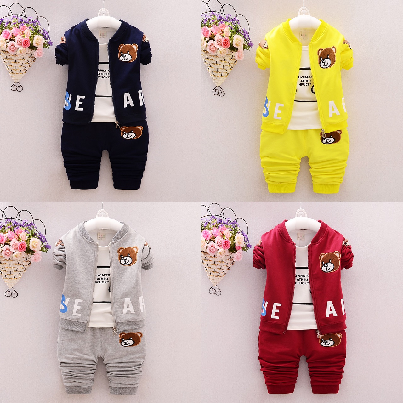 ha483 เสื้อคลุม+เสื้อ+กางเกง size 80-110 4ตัวต่อแพ็ค