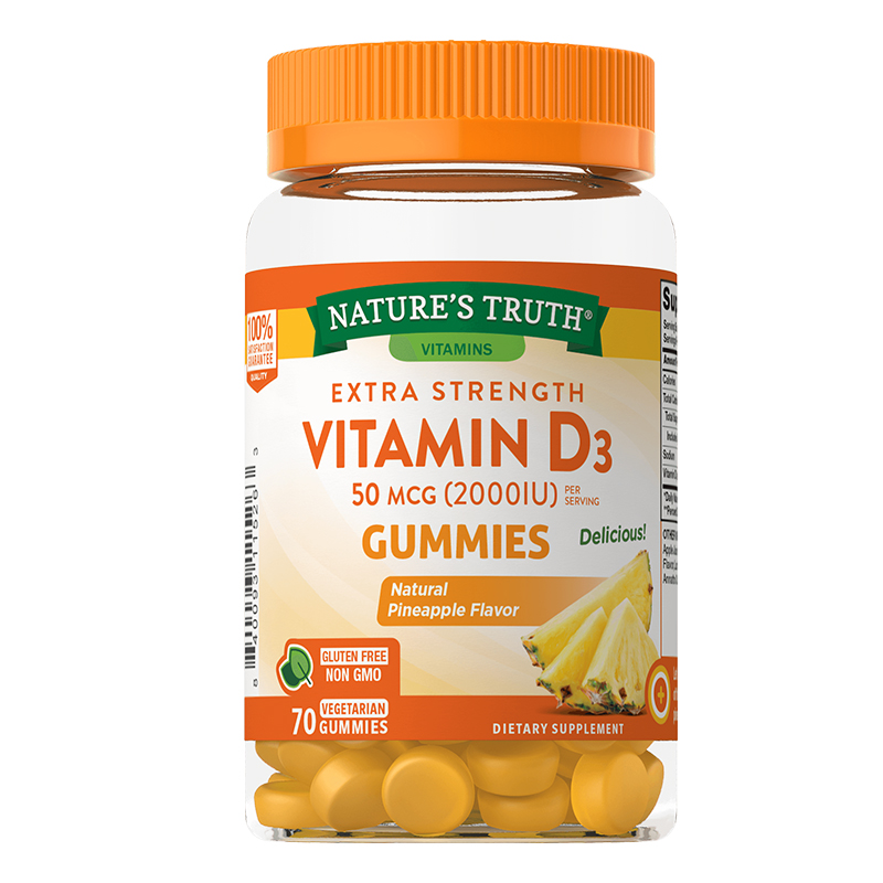พร้อมส่งฟรี Nature's Truth EXTRA STRENGTH VITAMIN D3 GUMMIES 50 MCG (2,000 IU) 70 Vegetarian Gummies