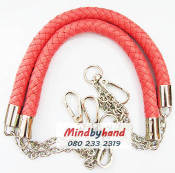 สายกระเป๋า สายเปียต่อโซ่ก้ามปู สีเงิน