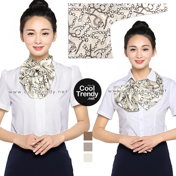 ผ้าพันคอสำเร็จรูป ผ้ายูนิฟอร์ม uniform รหัส L211 สีทอง ลายโซ่