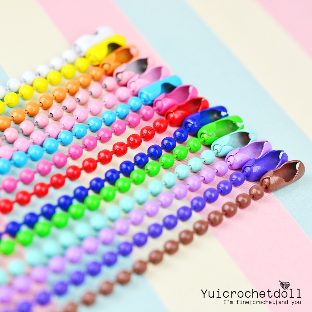 🌈พร้อมส่ง โซ่ไข่ปลาใส่พวงกุญแจ โซ่ลูกปัดไข่ปลา 12 cm. คละสี 10 เส้น DIY Crafts ᵔᴥᵔ