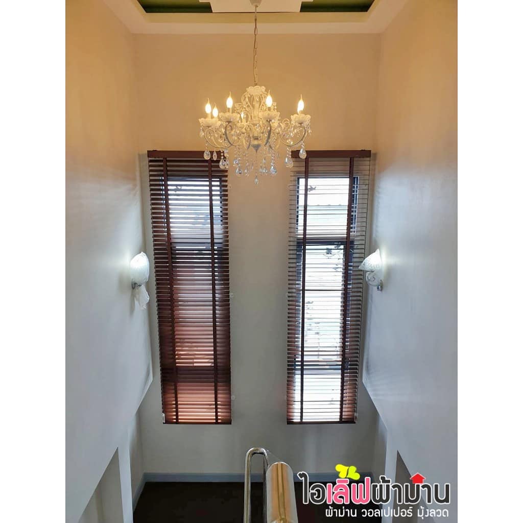 [H481] ตลาดไท คลองหนึ่ง ปทุมธานี ติดตั้งมู่ลี่ไม้ สามารถดึงเก็บขึ้น-ลง และปรับระดับในการรับแสงได้