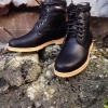 รองเท้าผู้ชาย | รองเท้าแฟชั่นชาย Black Boots หนัง Oiled Pull Up กันน้ำ กันหิมะ กันรอยขูดขีดได้จริง