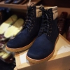 รองเท้าผู้ชาย | รองเท้าแฟชั่นชาย Dark Navy Boots หนังนูบัคแท้