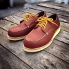 รองเท้าผู้ชาย | รองเท้าแฟชั่นชาย Red Brown Boat Shoe หนังชามัวร์ (หนังลูกวัวแท้)