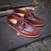 รองเท้าผู้ชาย | รองเท้าแฟชั่นชาย Red Brown Boat Shoes หนัง Oiled Pull Up