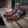 รองเท้าผู้ชาย | รองเท้าแฟชั่นชาย Red Brown Double Monk Strap หนังแท้ ขัดเงา