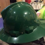 หมวกนิรภัย HARD HAT ปีกรอบ มาตรฐาน มอก. แบบปรับหมุน 6 จุด+สายรัดคางไนล่อน (แบบมีตัวล็อคตอกติดกับหมวก)