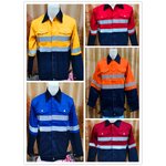 เสื้อช็อป เสื้อช่าง เสื้อใส่ทำงาน แขนยาวรุ่นกระดุมทองทูโทน Size S-6XL