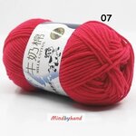 ไหมพรม Milk Cotton กลุ่มเล็ก รหัสสี 07 Powder Red