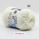 ไหมพรม Milk Cotton กลุ่มเล็ก รหัสสี 01 Milk White