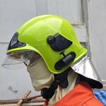 หมวกดับเพลิงเต็มใบ หน้ากาก 2 ชั้น สีเขียวมะนาว , สีเหลือง