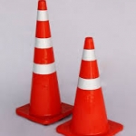 กรวยยางจราจร EVA 80 ซม. ติดแถบสะท้อนแสง