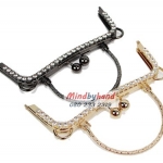 ปากกระเป๋าปิ๊กแป๊ก 8" สีทอง / สีดำ (เพชรรอบขอบ)