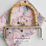 ปากกระเป๋าปิกแป๊ก ขนาด 8" สีรมควัน ที่จับข้อไผ่