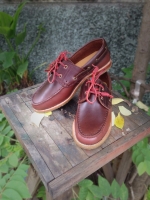 รองเท้าผู้ชาย | รองเท้าแฟชั่นชาย Red Brown Boat Shoes หนัง Oiled Pull Up