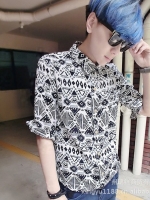 เสื้อผ้าผู้ชาย | เสื้อเชิ้ตผู้ชาย เสื้อเชิ้ตแฟชั่นชาย แขนข้อศอก แฟชั่นเกาหลี