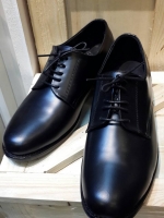 รองเท้าผู้ชาย | รองเท้าแฟชั่นชาย Black Derby Cut Shoes Smooth Leather หนังวัวแท้