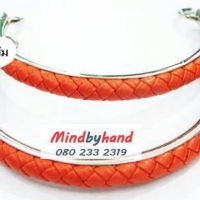 หูกระเป๋า ลายเปียหุ้มขอบ สีส้ม