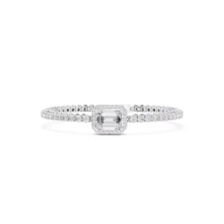 กำไลข้อมือเพชรโมอีส Emerald Cut Halo Diamond Bracelet