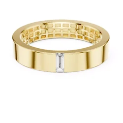 แหวนเพชรโมอีส Solitaire Channel Set Baguette Cut Wedding Band