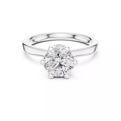 แหวนเพชรโมอีส Six Prong Round Cut Diamond Engagement Woman Ring