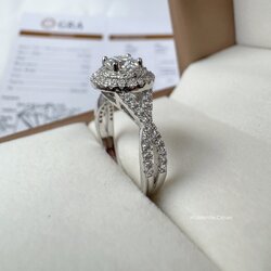 พร้อมส่งฟรี แหวนแถวเพชรโมอีส Silver925 ชุปทองขาว Moissanite Engagement Wedding Ring