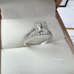 พร้อมส่งฟรี แหวนเพชรโมอีส เงินแท้925 ชุปทองขาว Moissanite Engagement Wedding Ring