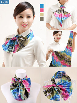 L216 ผ้าพันคอสำเร็จรูป ผ้ายูนิฟอร์ม uniform ผ้าไหมซาติน