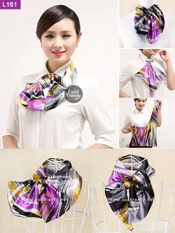 ผ้าพันคอสำเร็จรูป ผ้ายูนิฟอร์ม uniform ผ้าไหมซาติน : L163-