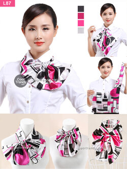 ผ้าพันคอสำเร็จรูป ผ้ายูนิฟอร์ม uniform ผ้าไหมซาติน : L87