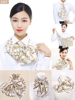 ผ้าพันคอสำเร็จรูป ผ้ายูนิฟอร์ม uniform รหัส L211 สีทอง ลายโซ่